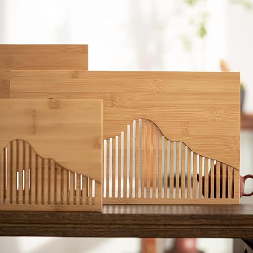 Bamboo Tea Tray & Table Set - Chinese Gongfu Tea Serving Tray with Tea Brush, Compact & Portable (11.8 Inch) - color: primary colours