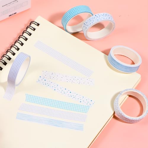 5 Rolls Basic Washi Tape Set, Adhesive Masking Skinny Decorative Tapes for Arts, DIY Crafts, Journals, Planners, Scrapbooking, Wrapping