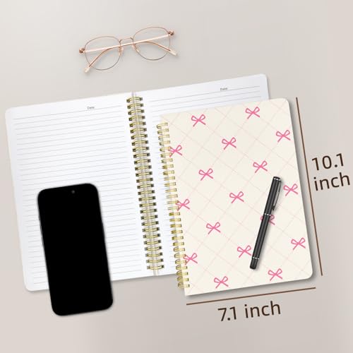 Cute Spiral Notebook Lined Journal B5 Note Book with Pocket, Bow - color: Small Bow
