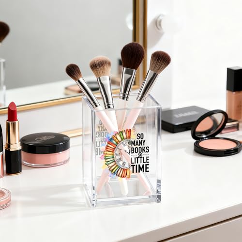 So Many Books So Little Time Acrylic Pen Holder Makeup Organizer - color: Transparent35