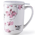 AmorArc Tea Cup With Infuser and Lid, 18oz Loose Leaf Tea Mug With Steeper - color: Peach Blossom
