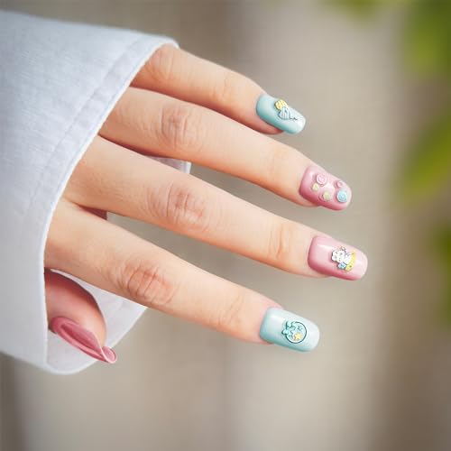 Okiyomi Kawaii Cat Nail Stickers for Kids, 3D, 4 Sheets, 274 Decals - color: 5d Hello Kt