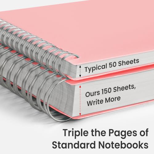 EMSHOI Lined Spiral Journal Notebook, 300 Pages, A5 Size (5.7'' x 8.2'') - color: Pink, size: A5