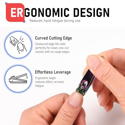 firiKer Nail Clippers with Nail File,Fingernail Clipper,Toe Nail Clippers - color: Rainbow