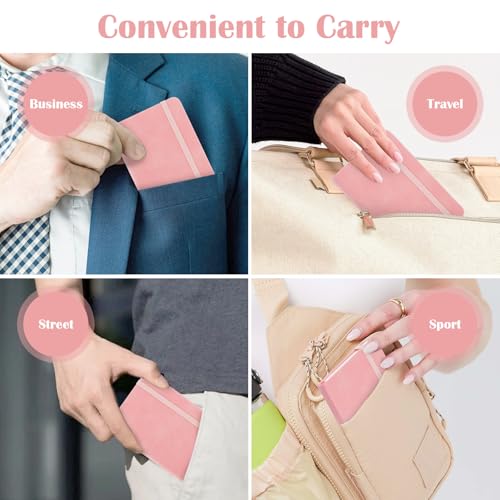 Pocket Dotted Notebook, 2-Pack Dot Grid Notebook, Dotted Journal with Stickers, 3.5" x 5.5" Hardcover, Small Mini A6 size, 160 Pages, 100 gsm Thick Paper, Pink - color: Pink