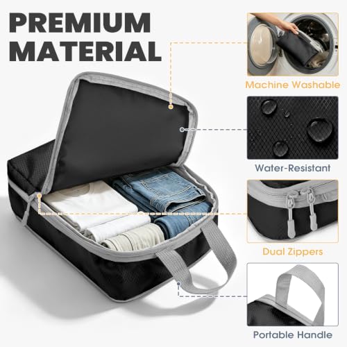 10-Set Compression Packing Cubes for Travel - color: Black, size: 10-Set