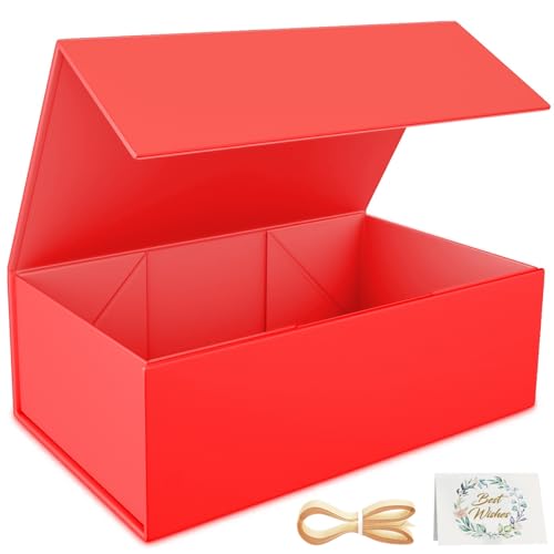 RYDDOY Red Gift Box, 9.5x6x3'' Gift Boxes with Lids for Presents - color: Red, size: 9.5 x 6 x 3 Inch