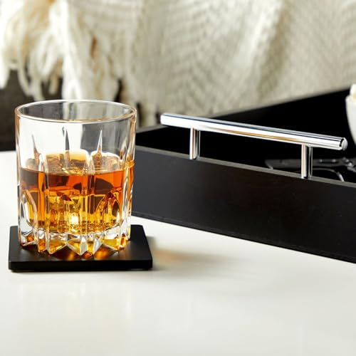 Juvale Wooden Serving Tray - 15.7 x 11.8 x 3.1 in, Black Rustic, Includes 2 Coasters - Decorative Tray with Interchangeable Gold & Silver Handles - Sofa & Ottoman Use, Coffee Table Decor - color: Black