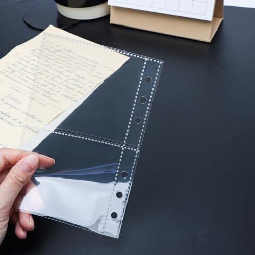 40 Sheets A6 Binder Sleeves Clear Page Protectors 3.4''x3'' 2 Pockets Plastic Photo Album Refill for 6 Ring Binder Cards Cash Photocards - size: A6 3.4''x3'' 2 Pockets