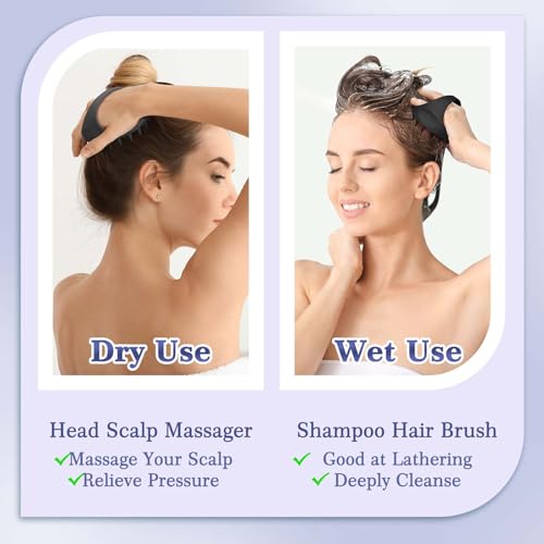 Manmihealth Large Hair Scalp Scrubber, One-piece Silicone Scalp Massager - color: Style 2(black)