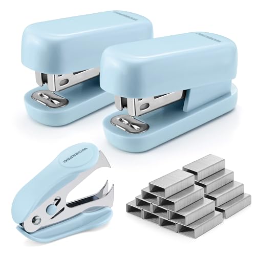 WORKPRO Mini Stapler with Staples, Blue Stapler with Remover, 2000 Staples - color: Blue