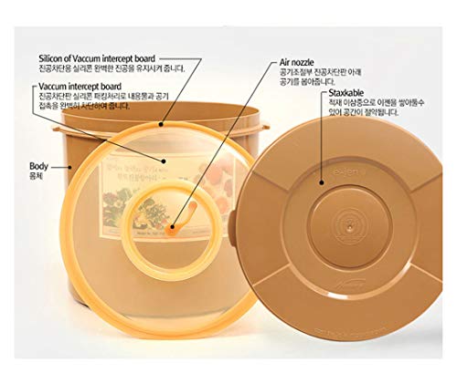 e-jen Premium Kimchi, Sauerkraut Container Probiotic Fermentation with Inner Vacuum Lid Round (1.3 gal/ 5L) - size: 5 l