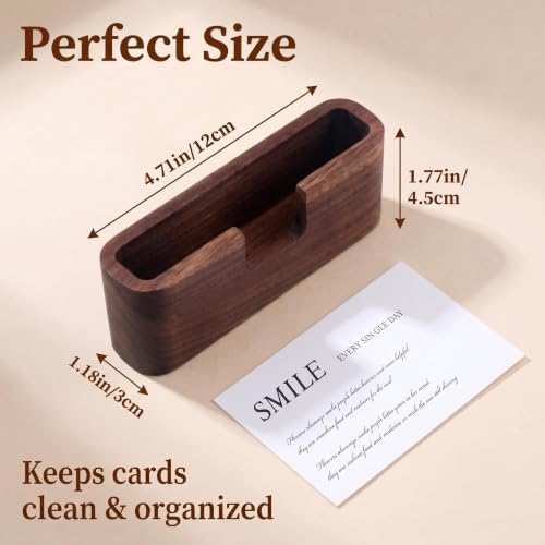 Walnut Wood Business Card Holder for Desk,Wooden Name Card Holder - color: Walnut Oblong