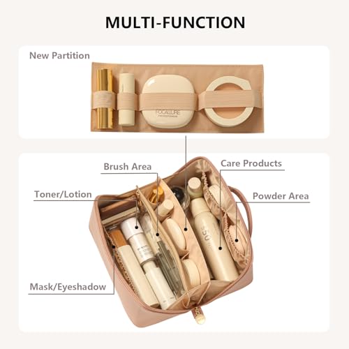 Omeily Travel Makeup & Toiletry Bag for Women Cosmetic Bag Makeup Organizer - color: C-Pink