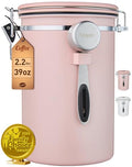 Veken Coffee Canister,39OZ, 2.2lbs,Large Airtight Stainless Steel Container - color: Pink, size: 39 oz