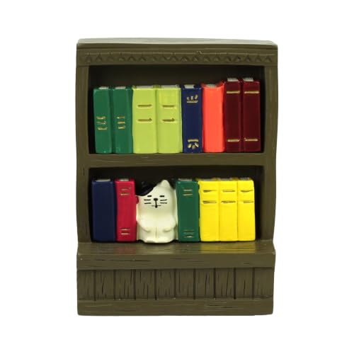 RAQWI Cat Bookshelf Statue, Mini Book Lover Cat Figurine Shelf Decor - color: Librarian