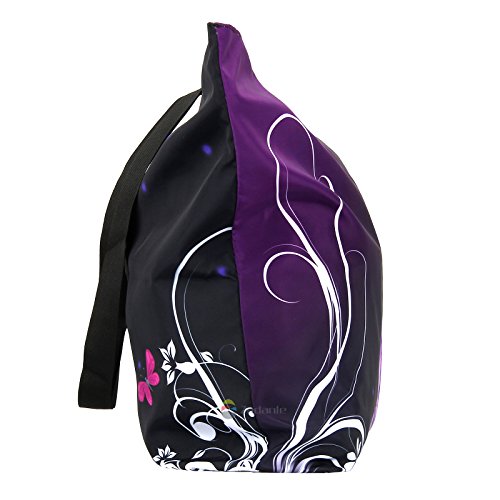 Beach Tote Bags Travel Shopping Bag With Zippered for Women - color: Purple Butterfly