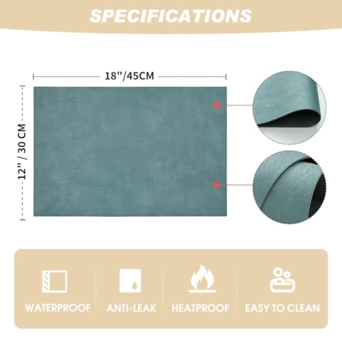Artoid Mode Blue Faux Leather Placemats Set of 4 - color: Blue, size: 12" x 18", Rectangular Set of 4