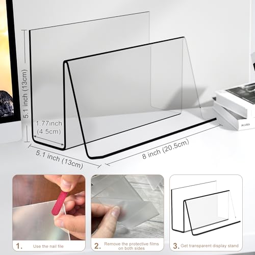 Boloyo Acrylic Index Card Display Holder, 5 X 8 inch, 2PC Clear Cards Holder Stand Organizer Desktop Business Card Holders for Home Office School Desktop Card Storage 200 Capacity - color: 5 X 8 inch, size: 2PC