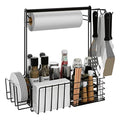 BBQ Caddy,Grill Caddy for Outdoor Grilling with Paper Towel Holder - color: Black