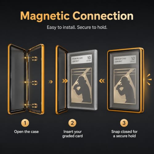 PSA Slab Case, Magnetic 9-Point Lock Display Protector,Gold - color: Gold