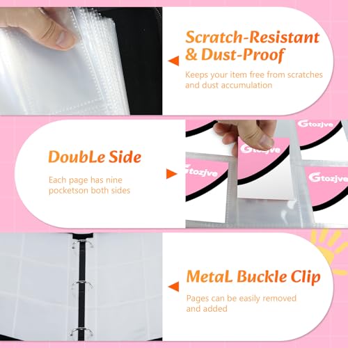 Premium Trading Card Binder, 9 Pocket Trading Card Binder for Pokemon TCG - color: Pink, size: Extra Large