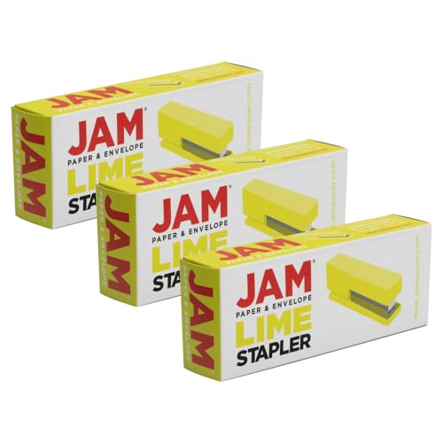 JAM PAPER Modern Desk Stapler - Lime Green - 3/Pack - color: Lime Green, size: Pack of 3