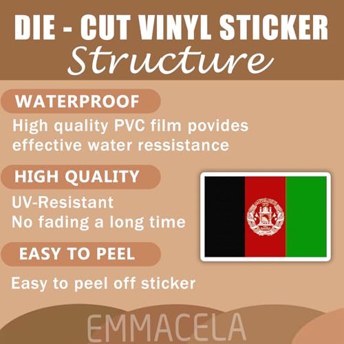 (3PCS) Afghanistan Flag stickers, Countries Flag Stickers, Waterproof Vinyl Decals For Laptops, Tumblers, Water Bottles, Books, Scrapbooks, Size 3 x 2.1 Inch - color: Afghanistan