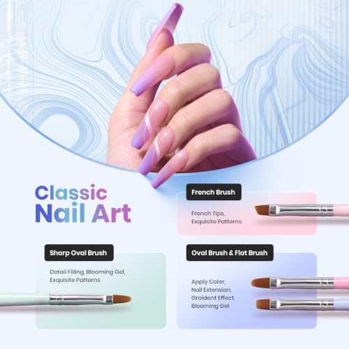 Beetles Gel Polish Nail Art Brushes, 6 Pcs Fingernail Art Design Pens - color: A-Multicolor-6