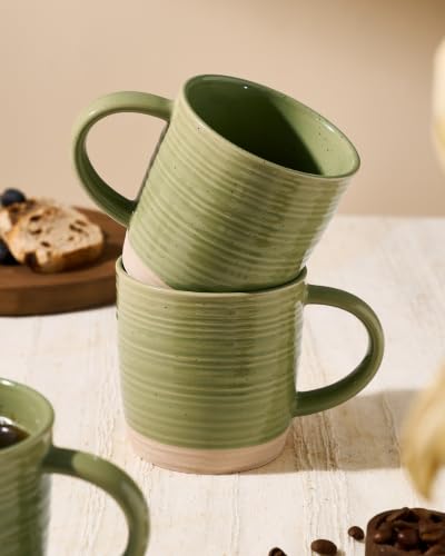 famiware Coffee Mugs Set of 8, 13 oz Mug Set, Ceramic Cup Set with Handle - color: Constellation-Olive Green, size: 8 Count (Pack of 1)