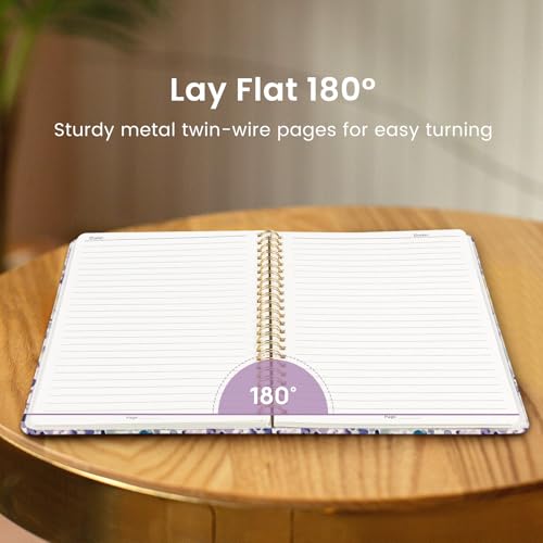 Taja Spiral Lined Journal for Women, Pretty Hardcover Journal Notebook, A5 - color: K-Purple Blocks
