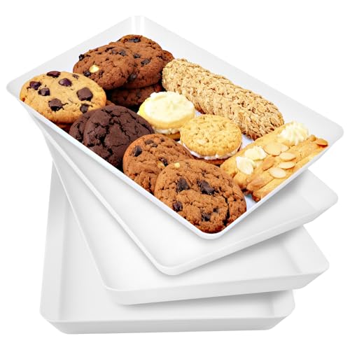 DCA 4 Pack White Serving Trays for Entertaining, BBQ & Parties