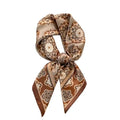 ANDANTINO 100% Mulberry Silk Scarf -21” Square Neckerchief with Gift Packed - color: Flowers-coffee