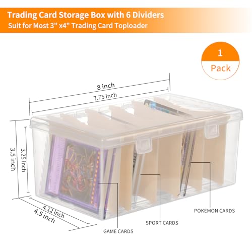 Trading Card Storage Box with 6 Dividers, Fit for Top Loader Storage, 1 Pcs - style: 1 Pack with 6 Dividers
