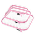 YQBRAO 3-Piece Clear Hard Shell Zipper Case Set, 1L 1M 1S, Pink - color: Pink, size: LMS