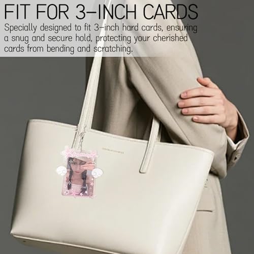 2 Pieces Star Wing-Shaped Photocard Holder Keychain - Clear Acrylic Protective Sleeve for ID, Bus, Student Card