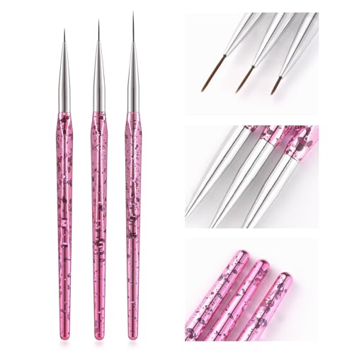 Nail Liner Brush Nail Art Long Striping Brush Striper Pen 7/11/15mm - color: Pink