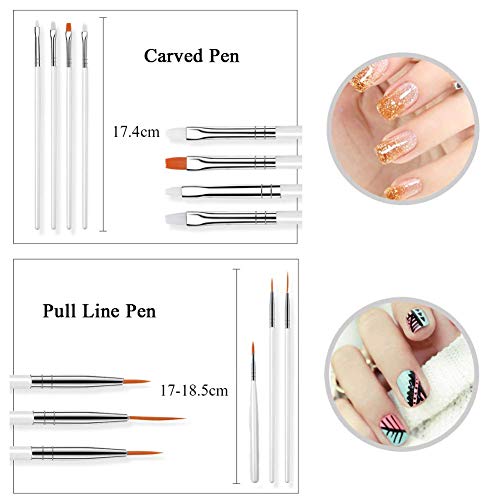 20pcs Nail Art Design Tools, 15pcs Painting Brushes Set with 5pcs Dotting Pens, WHITE … - color: White Brushes with Dotting Pens