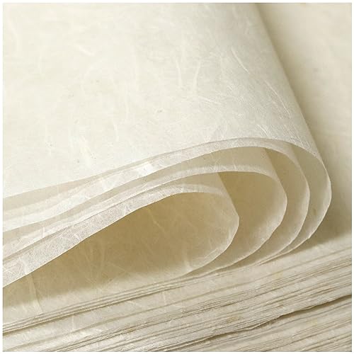 100 Sheets FIVEIZERO A4 Mulberry Paper Sheets Natural Fiber Rice Paper,8.3 x 11.7in Natural Decoupage Tissue Papers for Writing Painting, Decorative Papers, Card MakingPapers DIY Craft