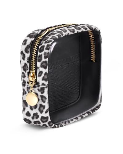 Clear Makeup Bag for Purse, Mini Make Up Bag, Black Leopard Print - color: Black Leopard Print