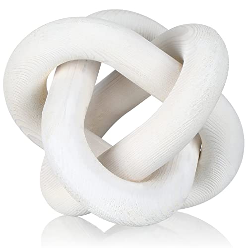Yalikop 3 Link Wood Knot Decor Rustic Table Shelf Accents, White - color: White