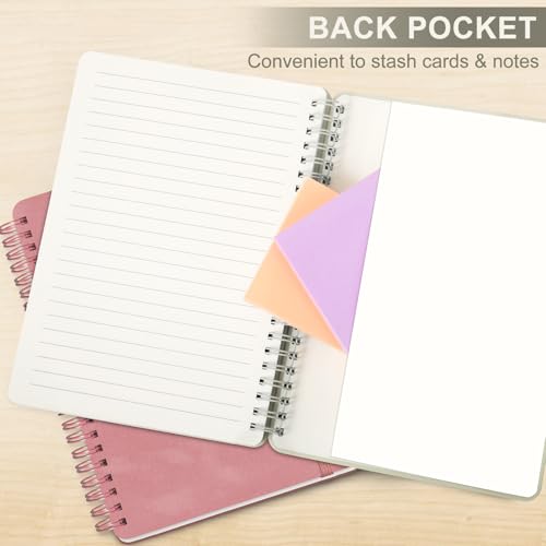 Lined Spiral Notebook for Women, A5 College Ruled Leather Spiral Journals - color: Light Yellow, size: A5