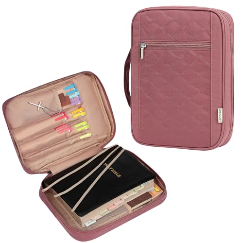 FINDCOZY Bible Cover for Women, Medium Carrying Case for Regular Bible - color: Rosewood Pink, size: Medium