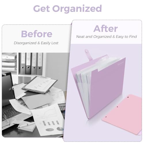 SKYDUE School Supplies Set – 1" 3-Ring Binder, 2 Expanding File Folders, 3 Spiral Notebooks, 8 Tab Dividers & Pencil Pouch – Cute Stationery for High School Stude, College Essentials Purple - color: Purple