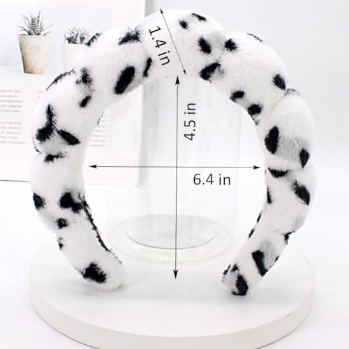 AOENJIE Spa Headbands for Washing Face or Makeup, Sponge Bubble Skincare Headbands, Puffy Terry Cloth Hairband for Women, Skin Care Makeup Headwear Hair Accessories for Girls(Leopard White) - color: Leopard White
