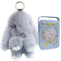Cute Plush Bunny Keychain, Soft Fluffy Bag Charm for Backpacks & Purses - color: Gray