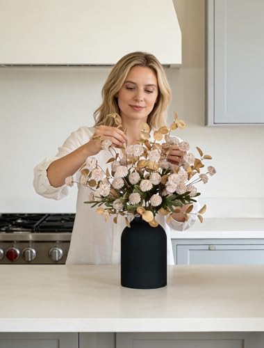BLOSMON Fake Flowers Centerpieces for Tables, Beige Mums for Dining Room - color: Beige