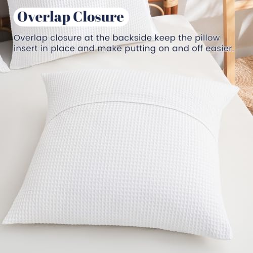 PHF Cotton Waffle Euro Shams 26" x 26", White, No Insert - color: White, size: 26" x 26" (Pack of 2)