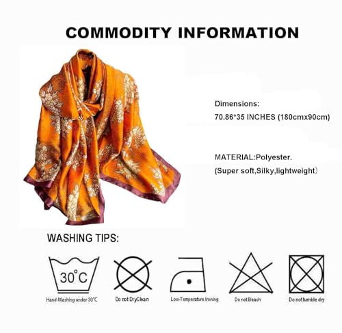 Acotavie Scarfs for Women Dressy Fashion Scarves Long Floral Pattern Scarf - color: C044