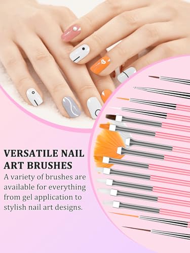 YOOVR 27-In-1 Nail Art Tools with Nail Stand Holder for Press on Painting - color: Pink